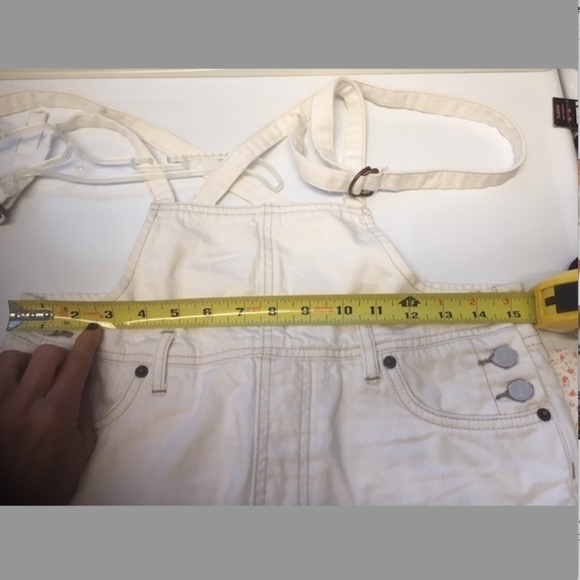 NWT We The Free People Overall Shorts Cut Off Jean Denim - Picture 9 of 11